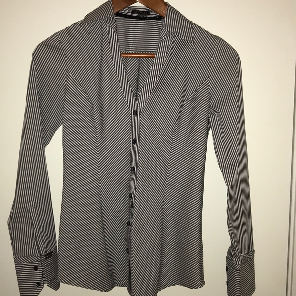 Express- grey sriped blouse